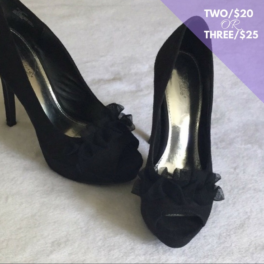 Charlotte Russe Black Peep-Toe Pumps
